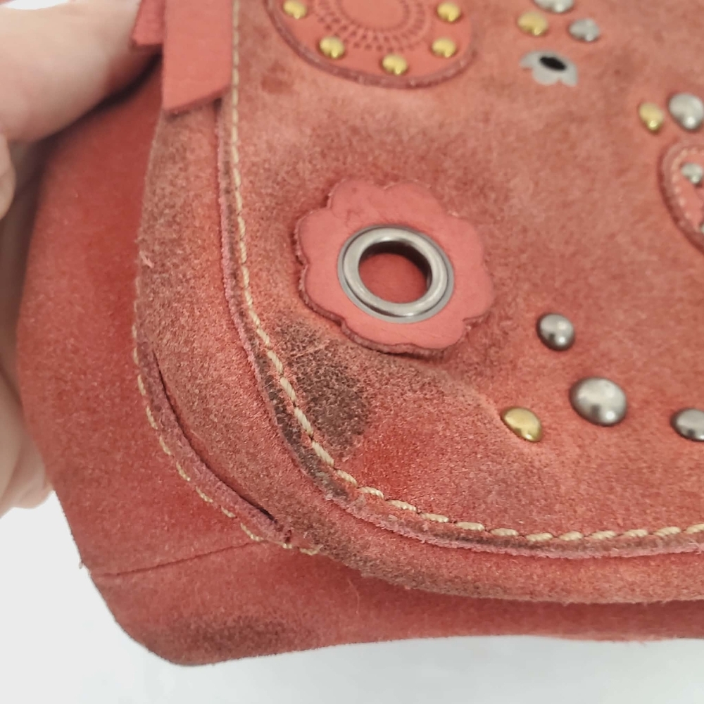 Fossil Mini Crossbody Bag Red Suede Women's Bag - Picture 8 of 9